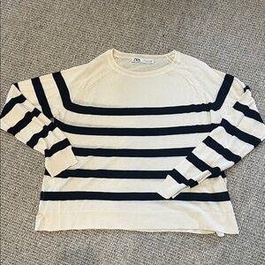 Zara women’s sweater.  Sz S.   Blk/ecru stripes. Never worn